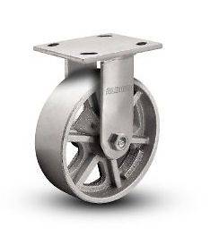 Albion Cast Iron Rigid Caster with 8 x 2 Heavy Duty Spoked Steel 