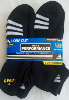 New ADIDAS Mens Performance Anti Microbial 6 Pair Low Cut Socks Size 6 