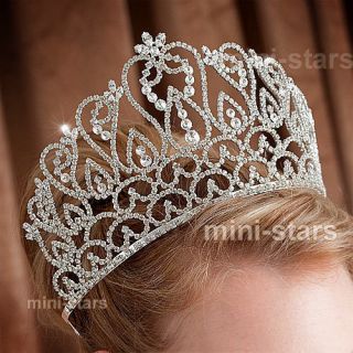 Large Pageant Tall 4.25  (10.8 cm) Tiara Crown use Swarovski Crystal 