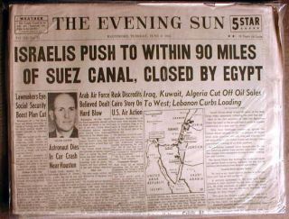 1967 newspapers ARAB ISRAELI Six Day War   ISRAEL DEFEATS EGYPT 