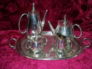 ROGERS 1847 SILVER PLATED 5PC COFFEE TEA SERVICE SPRINGTIME PATTERN