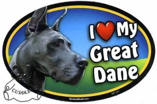 Love My Great Dane Dog Car Magnet Heart Puppy Black Pet Lover 