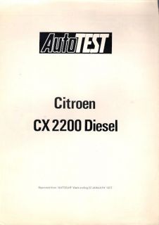 Citroen CX 2200 Diesel Super Saloon 1977 UK Market Road Test Brochure 