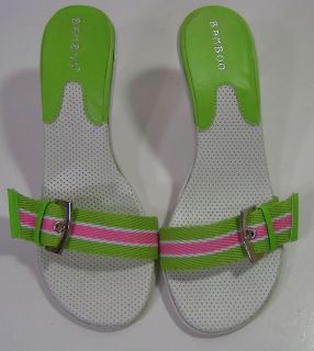 BAMBOO Green & Pink Open Toe Heels Sandals NEW Womens Size 7.5 Shoes