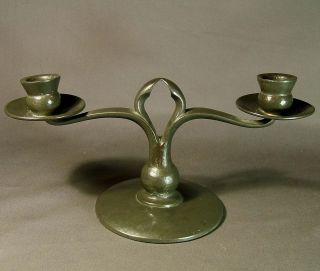RARE TUDRIC PEWTER TWO BRANCH CANDELABRUM for LIBERTY
