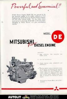 1953 Mitsubishi Fuso DE Diesel Truck Engine Brochure Japan
