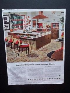 Vintage Armstrong Royelle Linoleum Kitchen Flooring 1954 Print Ad 