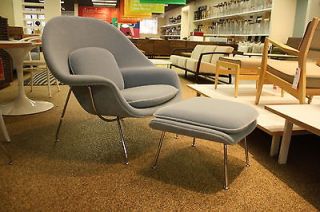 Womb Chair & Ottoman Azure Mohair Eero Saarinen Knoll Design Within 