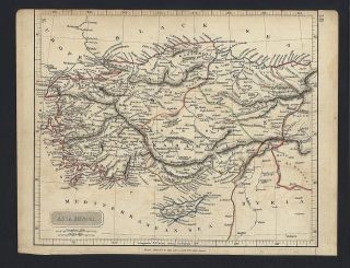 Asia Minor Cyprus Turkey c.1829 Arrowsmith antique map old outline 