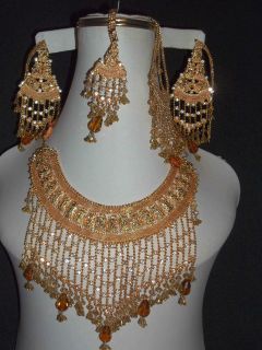 BOLLYWOOD INDIAN PAKISTANI BRIDAL NECKLACE EARRING 5P A19
