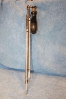 VINTAGE TYCOS THERMOMETER WITH WOOD HANDLE AND LEATHER CASE