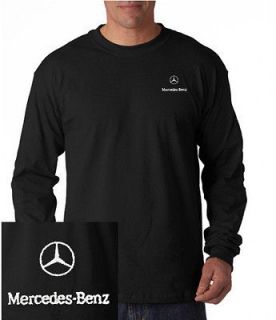 Mercedes Benz / Logo EMBROIDERED Black Long Sleeve Heavy Cotton T 