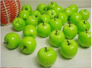 20 pcs fake Green Mini Apples Plastic artificial fruit House Party 