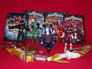 Power Rangers 6 Action Figure Toy + 4 DVD + 2 Swords + 1 Motorcycle 