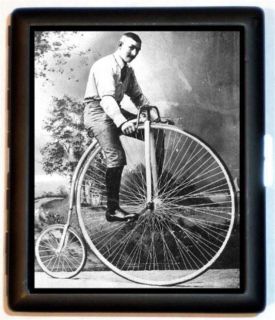 Victorian Man High Wheel Bicycle Bike Cigarette Case