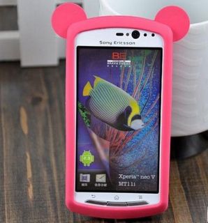 Pink Silicon MT11i Dog ear Back Cover Case For Sony Ericsson Xperia 
