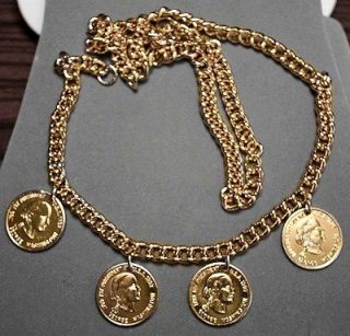 35 Gold Tone George Washington Chain Link Collectible Necklace