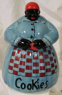Black Americana Mammy Cookie Jar   Blue Checkered   McCoy