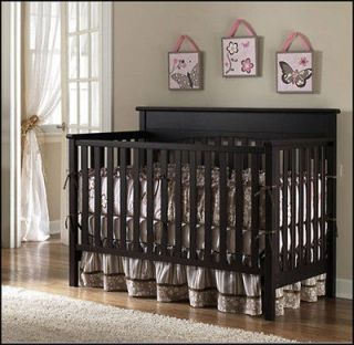   Brown Bassinet Convertible Baby Toddler Pen Nursery Infant Crib Bed