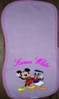   & personalised girls pink burping cloth with character and name