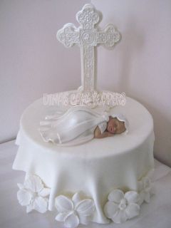   Christening Gown Cross Baby Cake Topper Baby shower favors Gum Paste