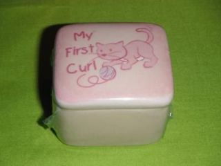 My First Curl Ceramic Keepsake Box   2 x 1 3/4   Factory Sealed 