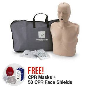 Prestan Adult CPR AED Medium Skin Training Manikin +BONUS ITEMS PP AM 