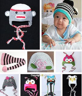 Toddler Baby Sock Monkey/Owl/Mou​se Hat Beanie Crochet Handmade Cap