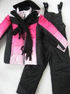 NWT 3 Piece Girls Snowsuit 2T 3T 4T ski outfit bibs w/ scarf New $90