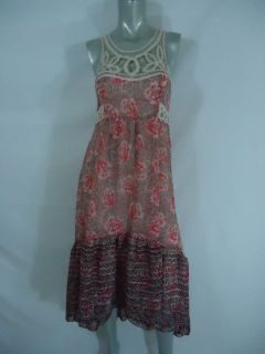 Free People Illusion Neck Ivory Comb Native Dress PINK 2 nwt