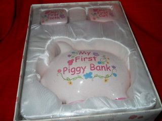 NEW Baby Essentials GIRLs Pink Keepsake PIGGY BANK TOOTH CURL Holder