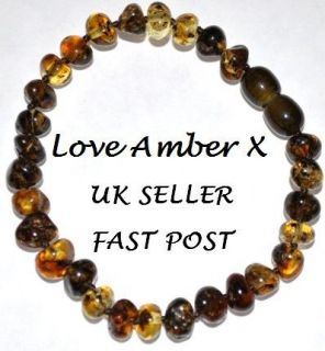 Rare Green ADULT Genuine Baltic Amber Knotted Screw Fasten Bracelet 