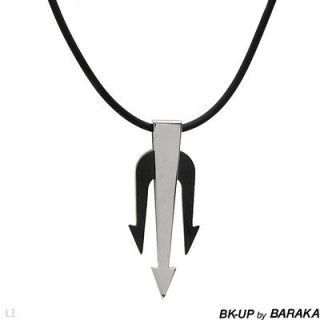 BK UP BY BARAKA   ITALY   STAINLESS STEEL ARROWS NECKLACE W/RUBBER 