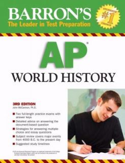 Barrons AP World History by John McCannon 2008, Paperback, Revised 