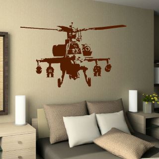 LARGE BANKSY STYLE HELICOPTER ART BEDROOM WALL MURAL STICKER TRANSFER 