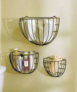 NEW Sets of 3 Metal Wire Wall Storage Baskets Black or Multi Colored