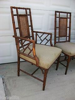 RARE Chippendale Faux Bamboo Chinese Dining Set 6 Chairs Hollywood 