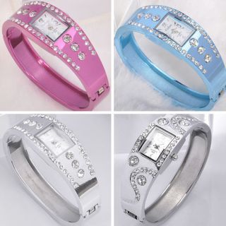   gift lady women jewelry crystal bracelet bangle quartz wrist watches