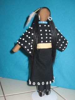 Lakota Sioux Indian Doll, beaded, black dress