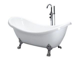   standing CLAWFOOT bathtub,Acrylic bathroom tub with faucet & drainer
