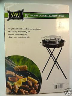 Charcoal BBQ Grill Steel Portable 18 in Folding w Chrome Grid New in 
