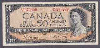 1954 Canadian $50 Bill   Beattie/Ramins​ky signature   B/H Prefix 