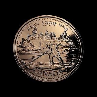1999 Canadian Quarter MARCH LOG ROLLER PROOF LIKE MINT UNC BEAUTIFUL
