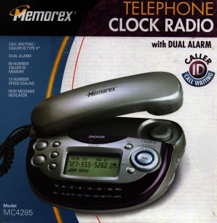 Memorex Bedside Office Caller ID Telephone/Dual Alarm Clock W/ AM/FM 
