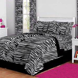   Blue Safari Zebra Printed Comforter Set Bed in a bag Queen Size