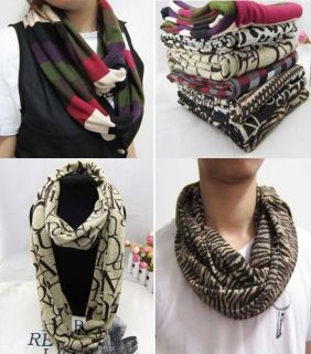 Mens Womens Unisex Knitted Loop Circular Trendy Scarf, Animal Prints 