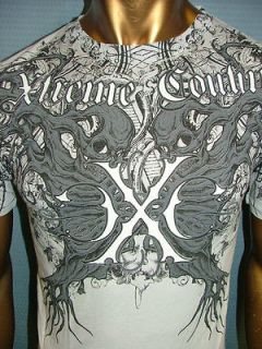 XTREME COUTURE by AFFLICTION Silver NEBULA Fight BIKER MMA UFC T SHIRT 