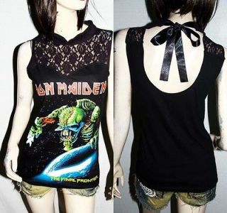 Iron Maiden Metal Punk DIY Gothic Victorian Lace Tank Top Shirt