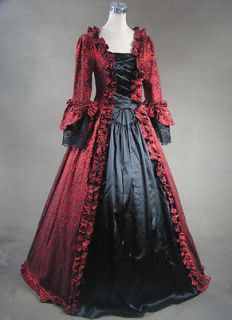 Victorian Gothic Cosplay Brocade Satin Dress Ball Gown Prom Wedding 