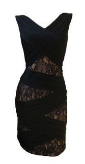 Black & Beige Lace Pencil Cocktail Dress Yolanda Size 8 New